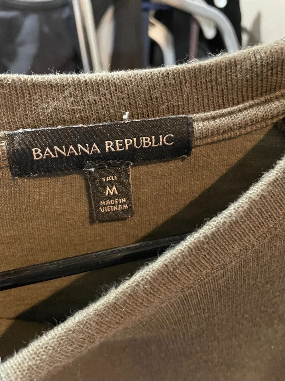 Banana Republic Men's Olive Green Crewneck Lightweight Sweatshirt TALL
